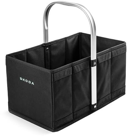 Skoda 6U0087317D Einkaufskorb Tasche Korb Faltbox Kiste, schwarz, mit Schriftzug