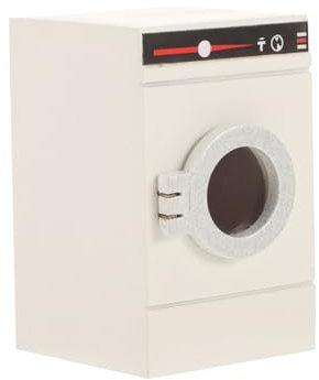 SKISUNO Cute Mini Drum Washing Machine 1:12 Scale Miniature Laundry Appliance for Dollhouse Furniture Set