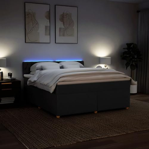 Festnight Boxspringbett 180 x 200 mit matratze und led Bett 180 x 200 mit matratze und lattenrost Bett mit Topper &Matratze -Schwarz-180 x 200 cm