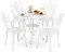 COSTWAY Set Tavolo e Sedie da Giardino, Set da Bistro 5 Pezzi con Foro per Ombrello, Tavolo da Pranzo e 4 Sedie, Arredamento da Giardino in Alluminio, per Giardino e Balcone, Bianco (Modello 2)