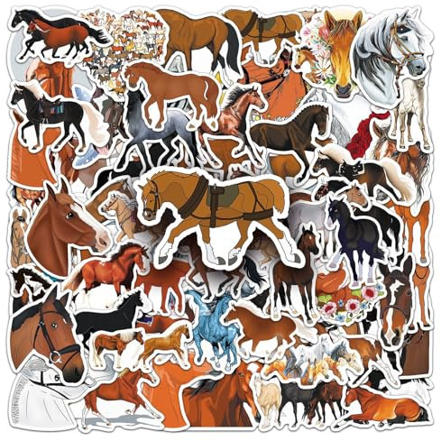 100 Stück Pferde Aufkleber Vinyl Cartoon Funny Tier Sticker für Laptop Skateboard Scrapbook Koffer Auto Gepäck Telefon Motorrad,Wasserfeste Trendy Niedlich Horse Sticker für Jugendliche Mädchen