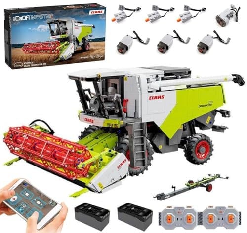 MOCSETS Technik Mähdrescher für CADA CLAAS Dominator 370 C61508W, Mit 7Motoren Set, Harvester Modellbausatz im Maßstab 1:17, Klemmbausteine Mahdrescher aus 4567+ Teile (Mit Originalkarton)