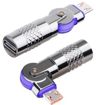GELRHONR Adaptador Giratorio Micro USB a USB C de, Conector convertidor Micro USB Macho a Tipo C Hembra con Giro Libre de 180 Grados para cámaras, Ratones, teléfonos, Paquete de 2 Unidades