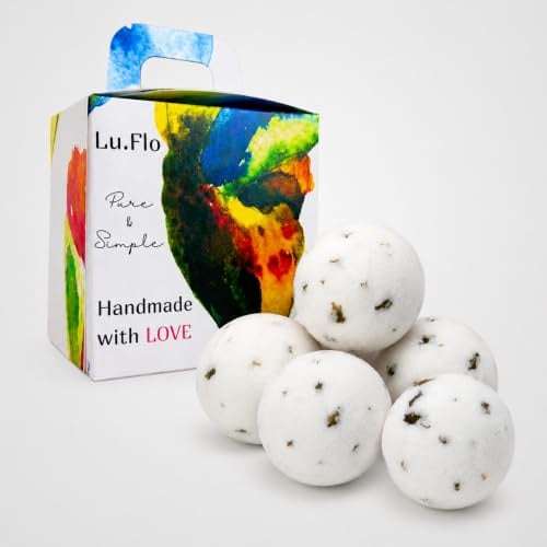 Lu.Flo Boules de Bain Femme 5x60 g Fait Main | 97,99 % d’Origine Naturelle, Pétales de Rose, Huiles d’Avocat et Tournesol, Parfum Longue Durée