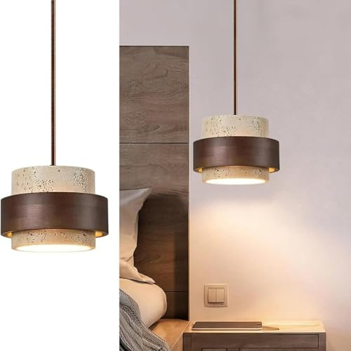 CNMKLM Esstisch-Hängeleuchte Japanische Wabi Sabi Pendelleuchte Retro Gelbe Stein Hängelampe Natur Travertin Vintage Pendellampe For Esszimmer Kücheninsel Schlafzimmer Wohnzimmer(1head)