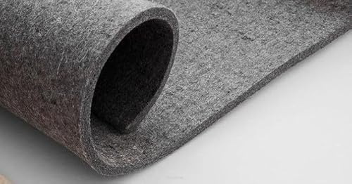 Filzmatte 10 mm - Filz Meterware 160x75 cm - extra dicht aus Polyester Filz 1200 g/m2 - Robuste Filzplatte für Schallschutz, Filzunterlage unter Maschinen, zuschneidbar, ideal für DIY, grau