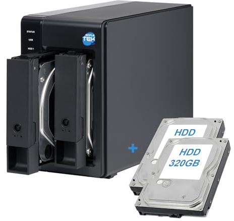 SIMPLETEK - Externes DAS-USB‑C 3.2 mit 2 SATA 3,5″/2,5″ Schächten, 640GB HDD (2x320GB) vorinstalliert, HDD/SSD kompatibel - (Generalüberholt)