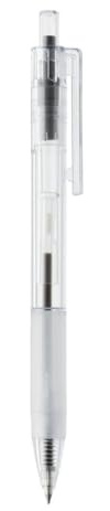 MUJI Polycarbonate Ballpoint Pen, 0.5mm Fine Tip, Clear Barrel with Rubber Grip (Black)