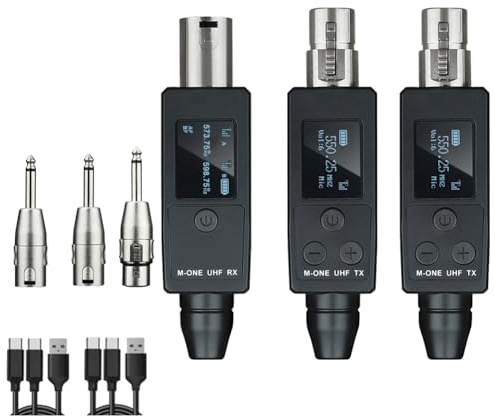 Asyduey Wireless Microphone 2Pcs Transmitter UHF Receiver Plugged Into XLR Mic Wireless System Suitable for Dynamic 48V Mic Easy to Use