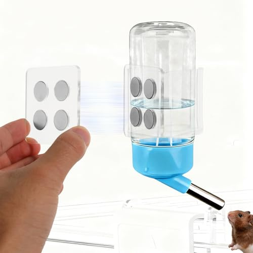 Hamster Water Bottle Holder with Strong Magnetic, Adjustable & Drop-Proof Freestanding Stand Universal Cage Accessories for Gerbil Mouse Rat Degus Small Pets (No Water Bottle)