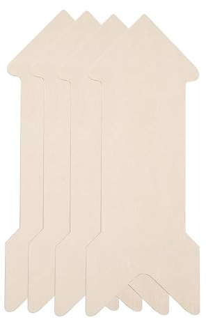 MiDube 4 teiliger Satz Pfeil Rohling aus Holz 40 x 15 x 0,5 cm | unbehandelte Pfeil Form Ausschnitte, große Holzplaketten zum Bemalen, Beschriften und Verzieren
