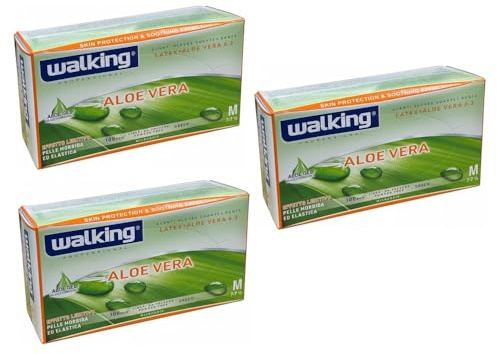 Generico 300 O 1000 GUANTI in lattice WALKING con ALOE VERA - 6.3 gr - VARIE TAGLIA IN OFFERTA - esaminazione, esplorazione, medicazione e laboratorio (300 guanti M)
