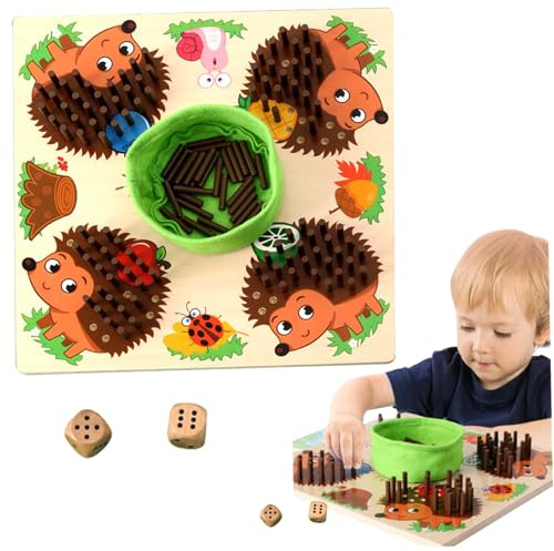 Bemonew Igel-Stick-Spiel, Holzspielzeug für Feinmotorik, Igel-Steckspiel, frühes pädagogisches Zählspielzeug für Kinder