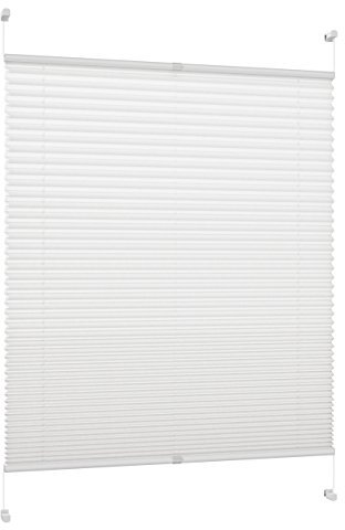DécoProfi Plissee ohne Bohren Weiß 45cm x 130cm (max. Gesamthöhe Fensterflügel) I Verspannte Plissees nach Maß mit Klemmträger/Klemmfix I Blickdichte Innenrahmen-Plissees zum Klemmen