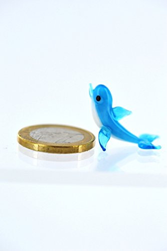 Delfin Mini - hellblau -f-1 -Glasfigur- Miniatur Figur Deko Setzkasten Vitrine