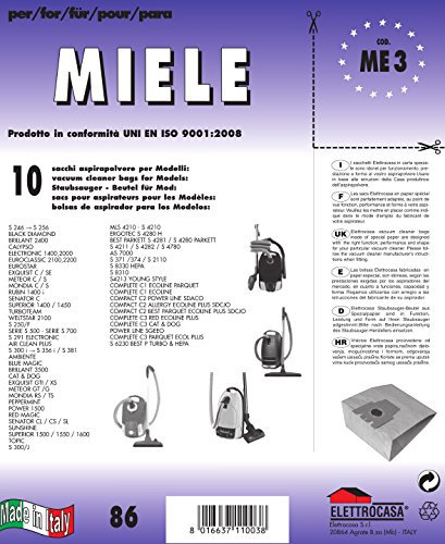 ME 3 sacchetti per aspirapolvere confezione da 10 sacchi carta