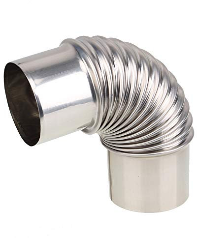 BQLZR 60 mm Durchmesser, Boiler-Warmwasserbereiter, Edelstahl-Rohr, 90 Grad, für Gas-Warmwasserbereiter, Outdoor, Camping, Holzofen
