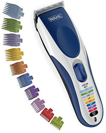 Wahl Clipper Color Pro Cordless Rechargeable Hair Clippers, Hair trimmers, 21 pieces Hair Cutting Kit, Color Coded guide combs For Men, Kids and Babies By The Brand used by Professionals