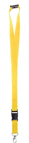 Karteo Schlüsselband gelb mit Karabinerhaken und Sicherheitsverschluss [1 Stück] Lanyard mit Schnalle für Kartenhüllen Kartenhalter und Ausweise