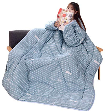 Lazy Quilt Bettdecke Daunendecke Multifunktionsliebhaber Winter Warm Long Sleeve verdicken Decke Schlafsälen können Kleidungsteppdecken tragen dicken Lazy Steppdecke mit Ärmeln Gewaschene E, 150x200