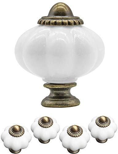 FUXXER Antike Möbel-Griffe, Schubladen-Knöpfe, Bronze Messing, 4er Set