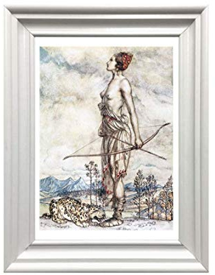 Din A4 Kunstdruck ungerahmt - Arthur Rackham - Göttin Diana, Jagd, Jägerin, Mythologie Fantasie, Shabby Chic, Gemälde, Deko, Geschenk Druck Poster Bild