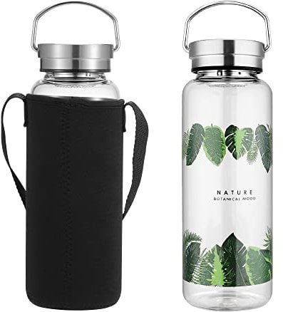 Bouteille Verre Eau Reutilisable 1l Borosilicate Verre Écologique sans BPA (1000ml)