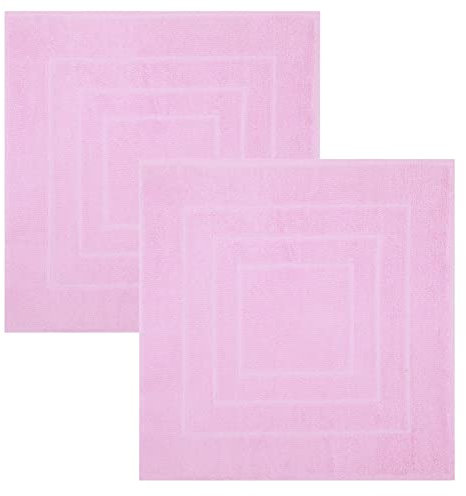 Betz 2 Stück Badvorleger Palermo 100% Baumwolle Badematte Badteppich Duschvorlage Größe 60x60 cm Qualität 680g/m² Farbe rosé