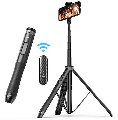 ATUMTEK 130 cm Selfie-Stick, Stativ, Selfie-Stick mit strapazierfähigem Aluminium und rutschfesten Füßen, TikTok Smartphone Stativ für iPhone und Android, Fotografie, Reisen, Live-Streaming, Schwarz