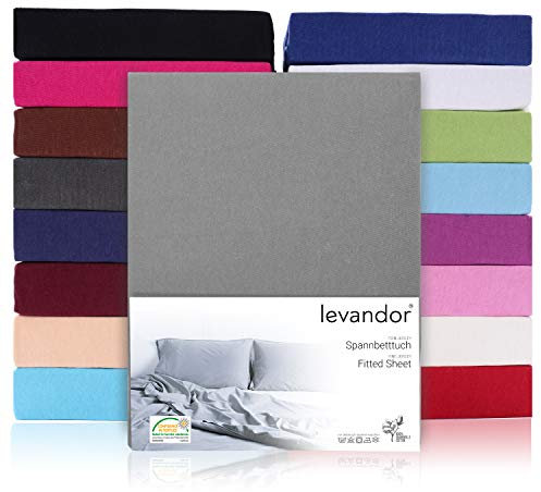 Spannbettlaken Bettlaken 100% Baumwolle Jersey Spannbetttuch in vielen Farben & Größen ÖKO TEX Standard 100 (140 x 200 cm - 160 x 200 cm, Steghöhe 30cm, Schwarz