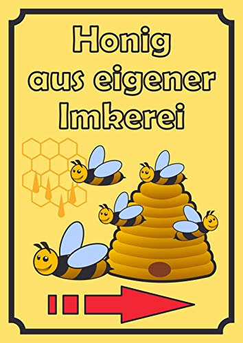 HB-Druck Verkaufsschild Schild Honig Hochkant mit Pfeil rechts A4 (210x297mm)