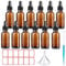 12 Stück Pipettenflasche, 30ml Braunglasflasche Flasche Pipette Bottles mit Glaspipette Apothekerflasche Tropfflasche mit Trichter Aufkleber Etikett Dropping Bottles