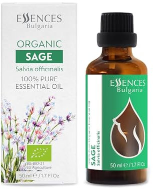 Essences Bulgaria Bio-Salbei Ätherisches Öl 50ml | Salvia officinalis | 100% Naturrein | Unverdünnt | BIO-zertifiziert | Spitzenqualität aus Familienbetrieb | Ohne Gentechnik | Vegan