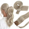 Hetto Extensions Echthaar Zopf Blond Extensions Zopf mit Clip Highlights Licht Blond Gerade Remy Vollkopf Natürliche Invisible Haarverlängerung 80g 45 cm #18/613