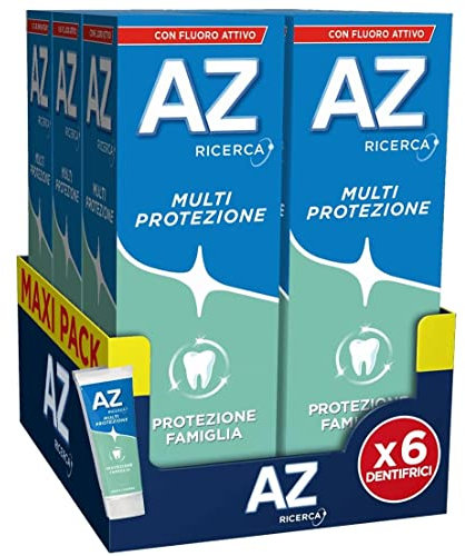 AZ Zahnpasta Multi Schutz Familie 6 x 75 ml, Fluor-Zahnpasta für Erwachsene und Kinder