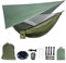 NewDoar Hamaca de camping con mosquitera y lona de lluvia, juego de hamaca de paracaídas portátil de nailon individual, con correas de árbol, hamaca de columpio para exteriores, mochileros en el