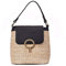XIANXIAN Strohtaschen Strandtasche Kleine Stroh Eimer Taschen Für Frauen Strandtasche Crossbody Handtaschen Rattan Damen Umhängetasche, Geeignet für Sommerreisen Einkaufen, Schwarz, 21CM*20CM*12CM
