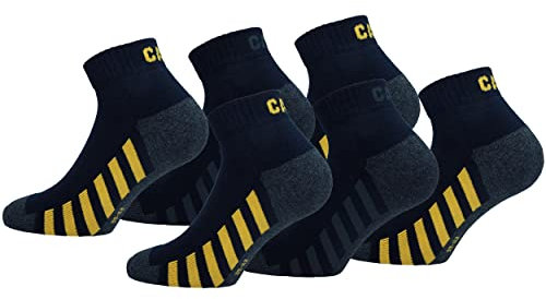 Caterpillar 6 Paar Sneaker Work Knöchellang – Fußgewölbestütze – Frottee-Einlegesohle – Baumwolle (Blau-Grau, 43-46)