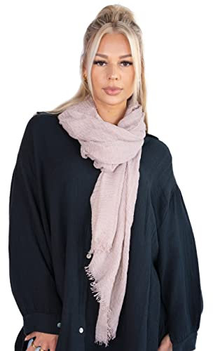 Lolus Dünner, leichter und weicher Uni Damen Schal in gewellter Struktur - Isabella (cappuccino, One Size)