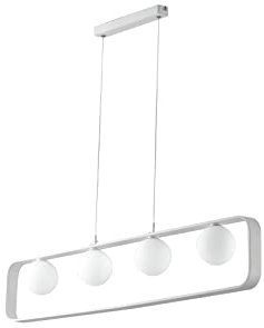Mehrflammige Pendelleuchte Weiß 100cm breit - 4 Opalglas Kugeln, Abhängung 120cm