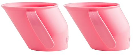 Doidy Cup Free Flow – Lot de 2 gobelets d'apprentissage sans valve ni bec, gobelet ouvert avec poignées pour boire facilement, sans BPA, 200 ml, rose