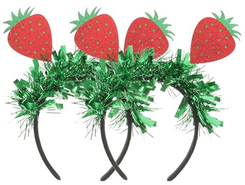 PRETYZOOM Glitzerndes 2 Stück Erdbeer-Stirnband Obst Kopf Bopper Erdbeere Haarband Haarreif Frühling Kopfschmuck Haarschmuck für Zuhause Erdbeere Thema Party Favors Floral Stirnband