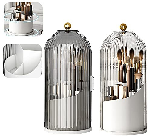 Kosmetik Make Up Pinsel Organizer, 360° Staubdicht lippenstift Schminke Organizer Drehbar, Kosmetikbox mit Deckel,Kosmetische Aufbewahrungsbox für Dresser Badezimmer Schlafzimmer