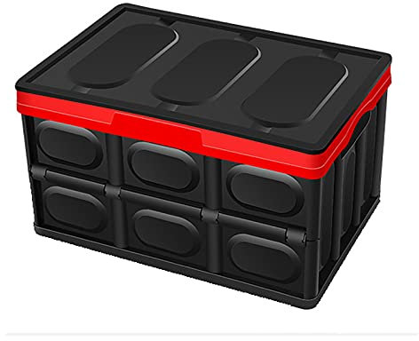 Durable Plastic Folding Storage Box Stackable Utility Crates Groceries Container Organizer,Solid Storage Crate for Home Garage Camping Closet,Collapsible Storage Bins with Lids-Green 30l(16.5x11.2x9.