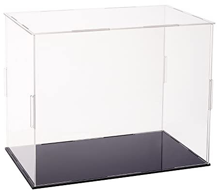 FINGERINSPIRE Vitrinen Für Minifiguren Aus Kunststoff 26x16x20.5 cm Durchsichtige Staubdichte Action Figuren Vitrine Mit Schwarzer Basis Vitrine Für Modelle Bausteine Puppe Und Sammlung