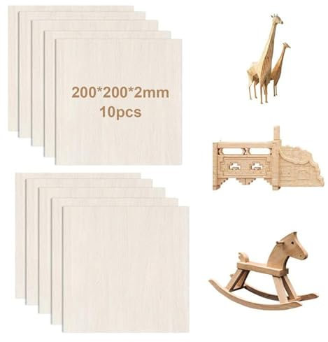 Orssmigs 10 Piezas Madera de Balsa 2mm Tablero Contrachapado Hoja Madera Balsa para Maquetas Contrachapada Sin Terminar Madera de Balsa Fina para Manualidades, Pintura, Grabado