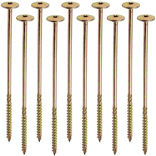 AERZETIX - C67513 - Lot de 10 Vis à bois Ø8x230mm à tête large bombée - à empreinte étoile Т40 - en acier zingué - menuiserie, contreplaqués, agglomérés, mélaminés