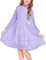 Arshiner Abito Ragazze 5-13 Anni Bambini Chiffon Maniche Lunghe Vestito Casual Vestito Festa Matrimonio festoso A-Line Vestito Collo Rotondo Viola 150