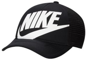 Nike Rise Structured Tracker Cappellino da Baseball, Black/White, Taglia Unica Unisex-Bambini e Ragazzi