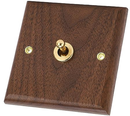 Interruttore della luce, interruttore della luce vintage, interruttore a levetta singolo, noce nero e ottone, interruttore a levetta per montaggio domestico